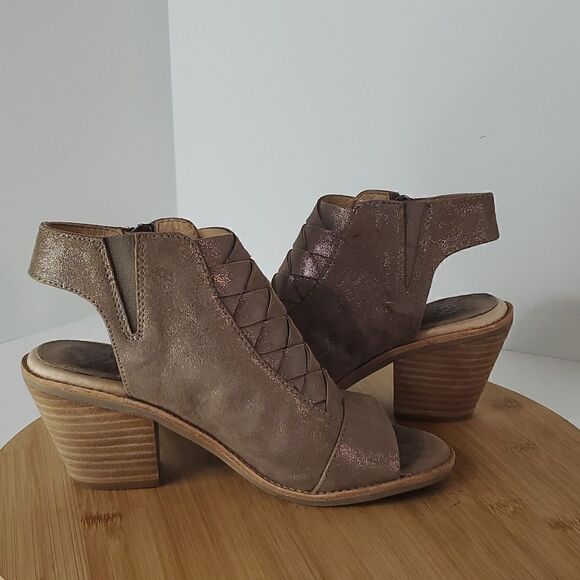 Soft McKenna Metallic Braided Peep Toe Leather Comfort Heeled Sandals US Size 6M - Picture 6 of 10